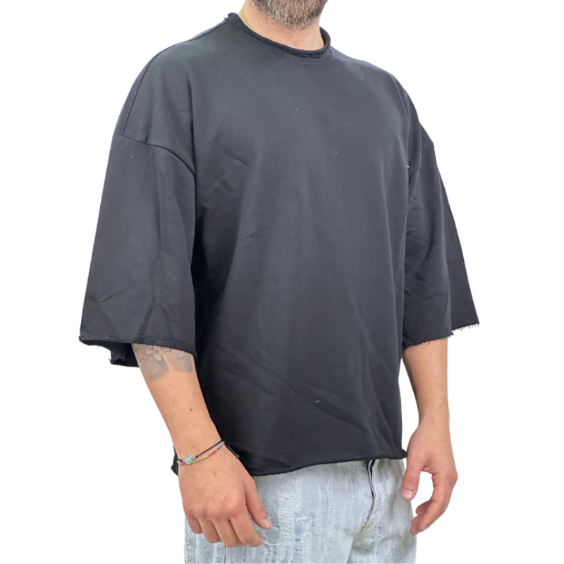 T-SHIRT CROP OVERSIZE MANICA A TREQUARTI